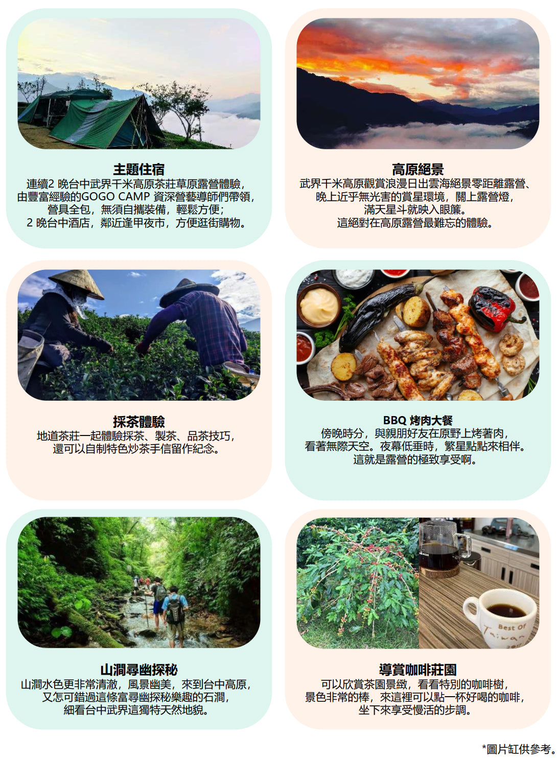 【旅行團】台中雲海露營採茶體驗5天休閒美景之旅